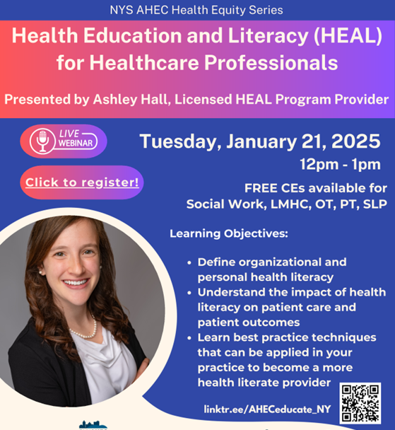 Health Education and Literacy for Healthcare Professionals Flyer